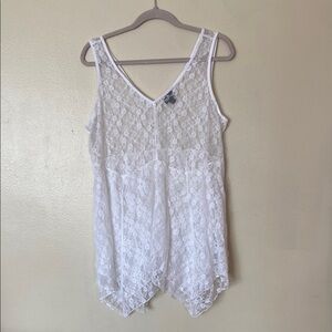 Torrid White Asymmetrical Lace Tank Top